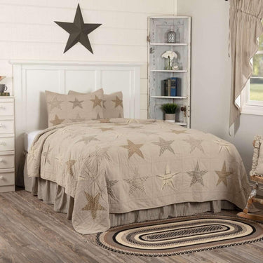 Sawyer Mill Star Charcoal Twin Quilt Set; 1-Quilt 68Wx86L w/1 Sham 21x27 VHC Brands - The Fox Decor